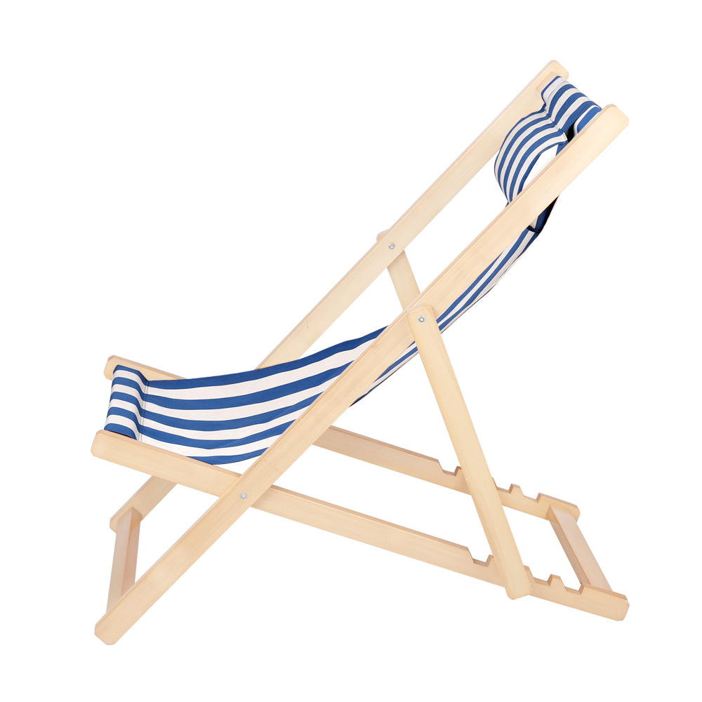 Adjustable Wooden Deck Chair with Pillow - Gardeon