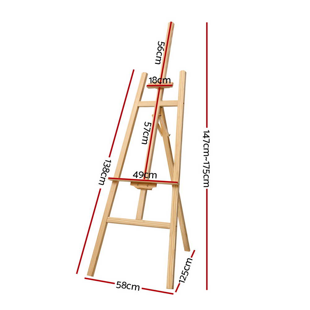 Adjustable Pine Wood Floor Easel, 175cm A-Frame - Artiss