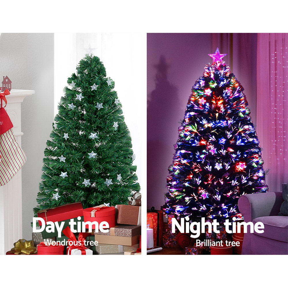 Jingle Jollys 1.2m Christmas Tree Optic Fibre LED Xmas tree Multi Colour