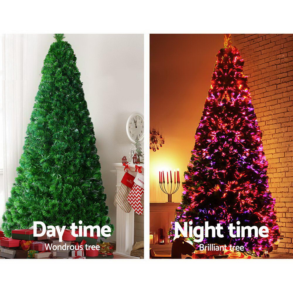 Jingle Jollys 1.8m Christmas Tree Optic Fibre LED Xmas tree 300 Tips