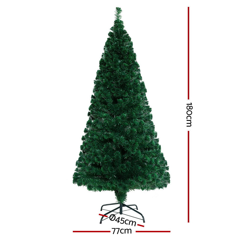 Jingle Jollys Christmas Tree 1.8M LED Xmas trees Optic Fibre Warm Whit