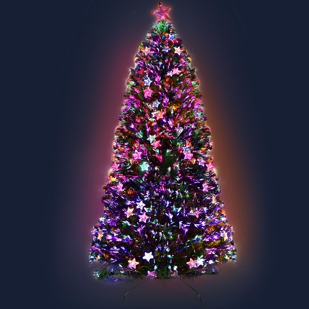 Jingle Jollys 2.1m Christmas Tree Optic Fibre LED Xmas tree Multi Colour