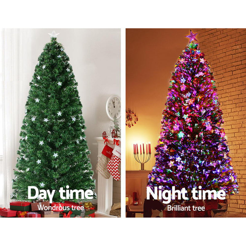 Jingle Jollys Christmas Tree 2.1M LED Xmas trees with Lights Multi Colour