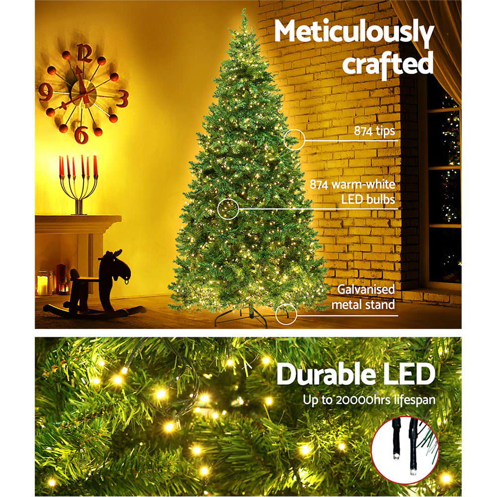 Jingle Jollys Christmas Tree 1.8m Xmas Tree Decorations 874 LED 8 Light Mode