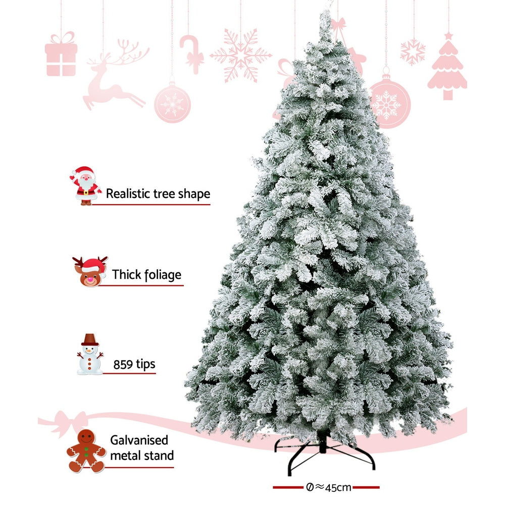 7FT Snow-Flocked PVC Christmas Tree with Metal Stand - Jingle Jollys