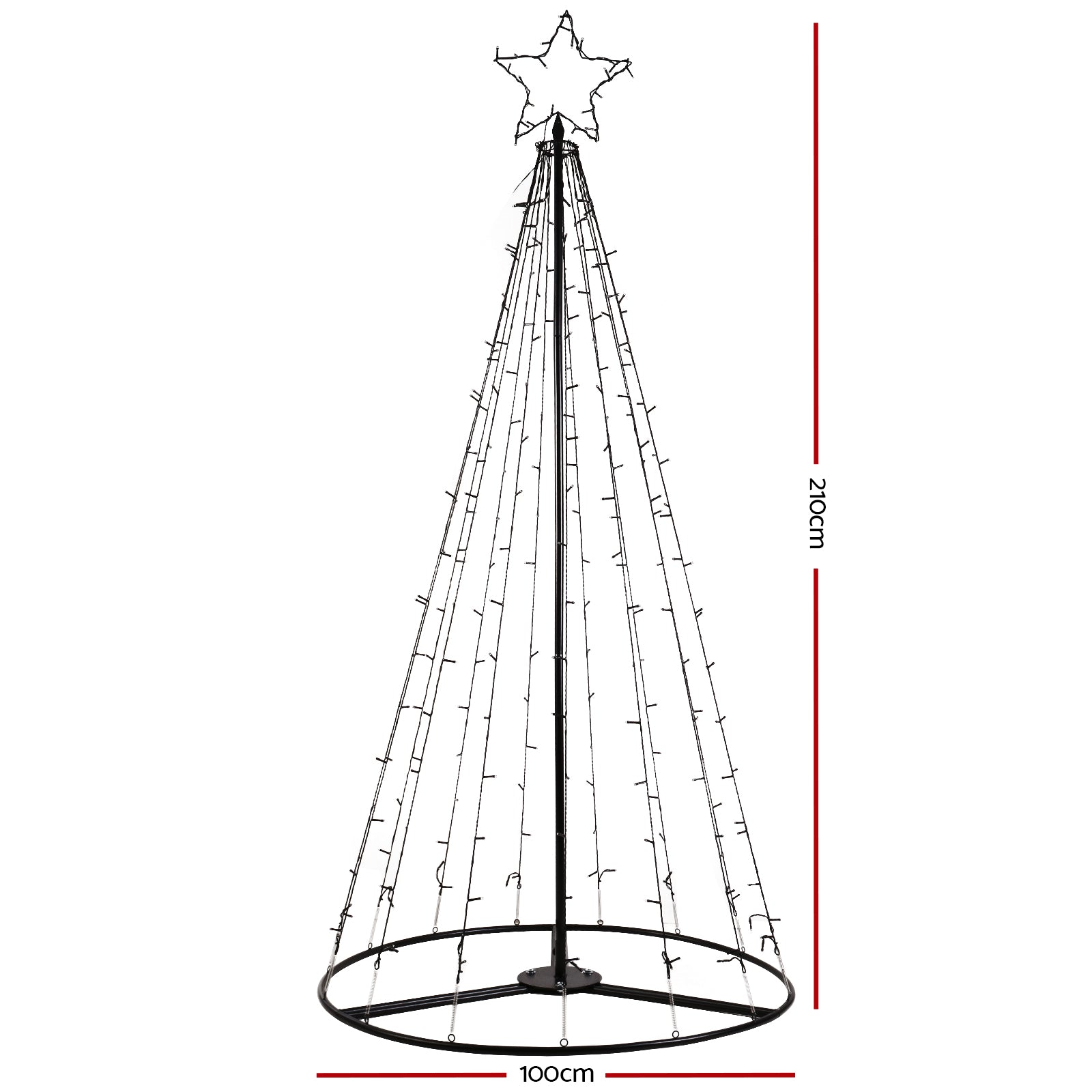 Jingle Jollys Solar Christmas Tree 2.1M 264 LED Xmas Tree Decor Multi Colour