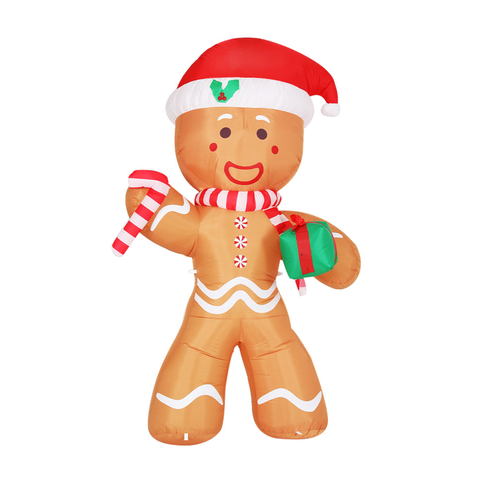 Jingle Jollys Christmas Inflatable Gingerbread Man 2.4M Illuminated Decorations