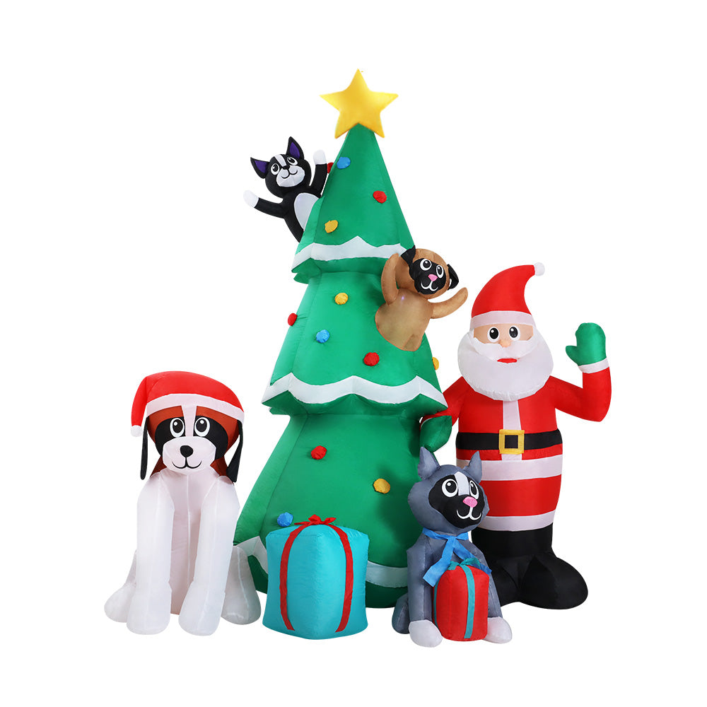 Illuminated Water-Repellent Inflatable Santa Tree - Jingle Jollys