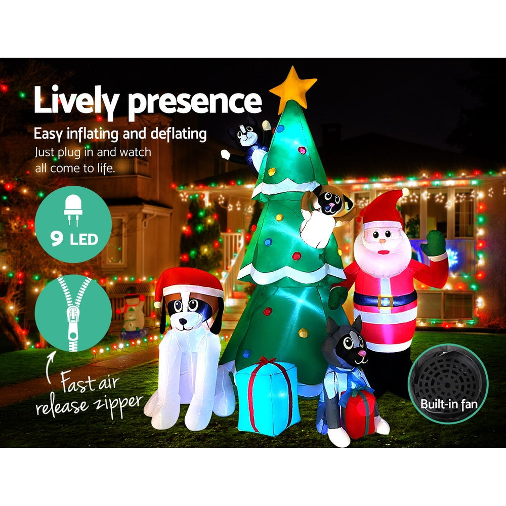 Illuminated Water-Repellent Inflatable Santa Tree - Jingle Jollys