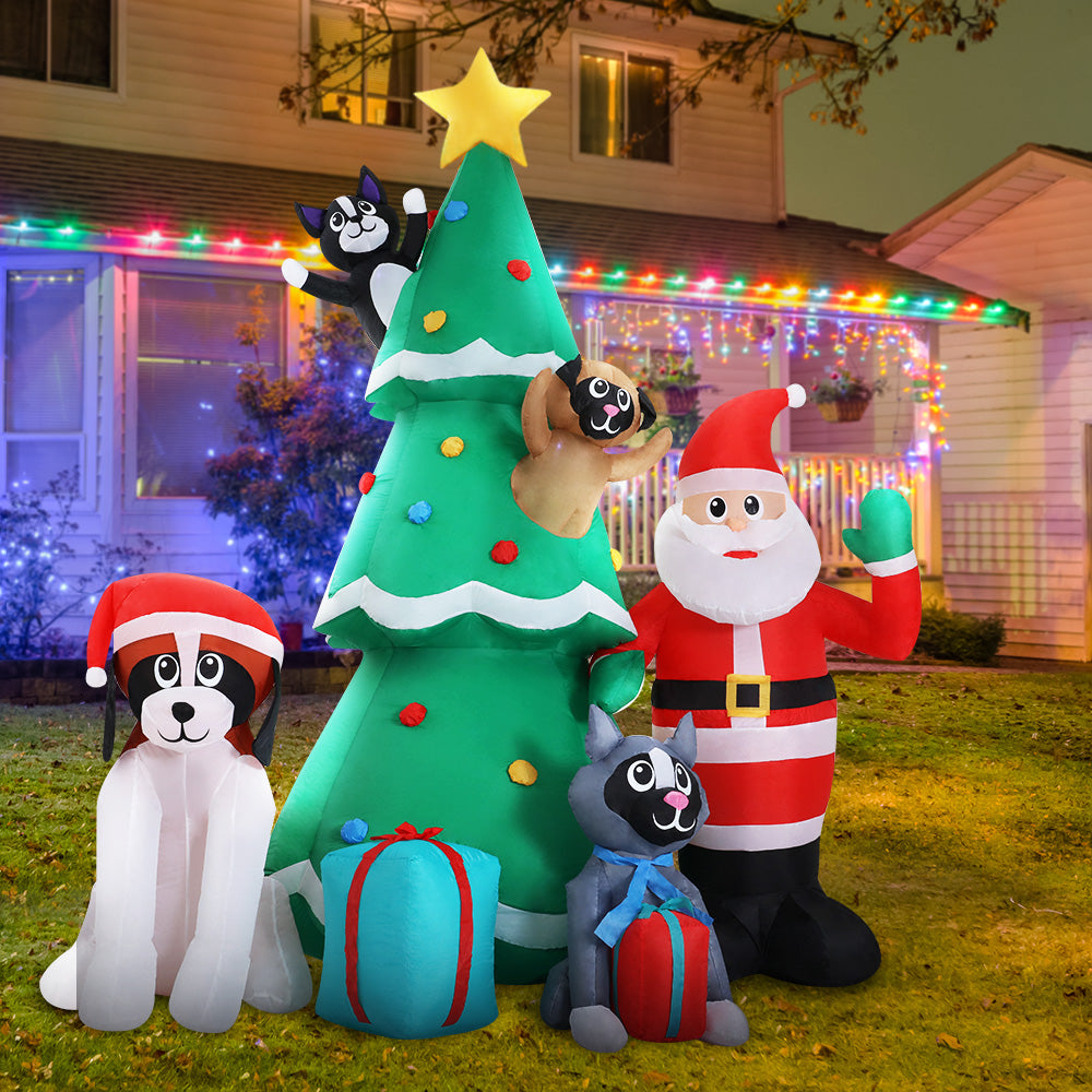 Jingle Jollys Christmas Inflatable Santa Tree 3M Illuminated Decorations