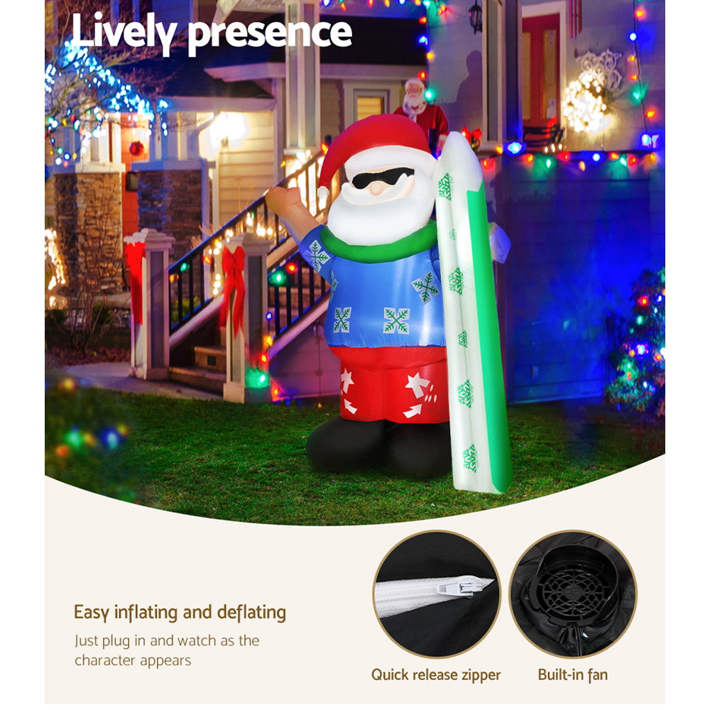 Jingle Jollys Christmas Inflatable Santa 1.6M Illuminated Decorations