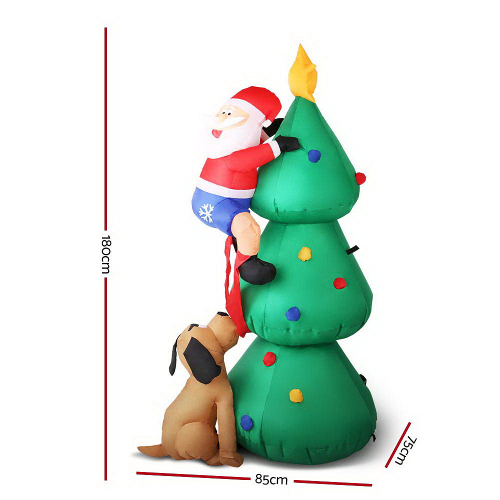 Jingle Jollys Christmas Inflatable Santa Tree 1.8M Illuminated Decorat