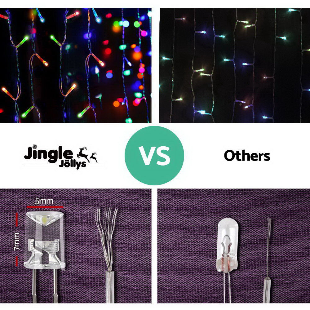 Jingle Jollys 20M Christmas Lights Icicle Light 800 LED Multi-coloured