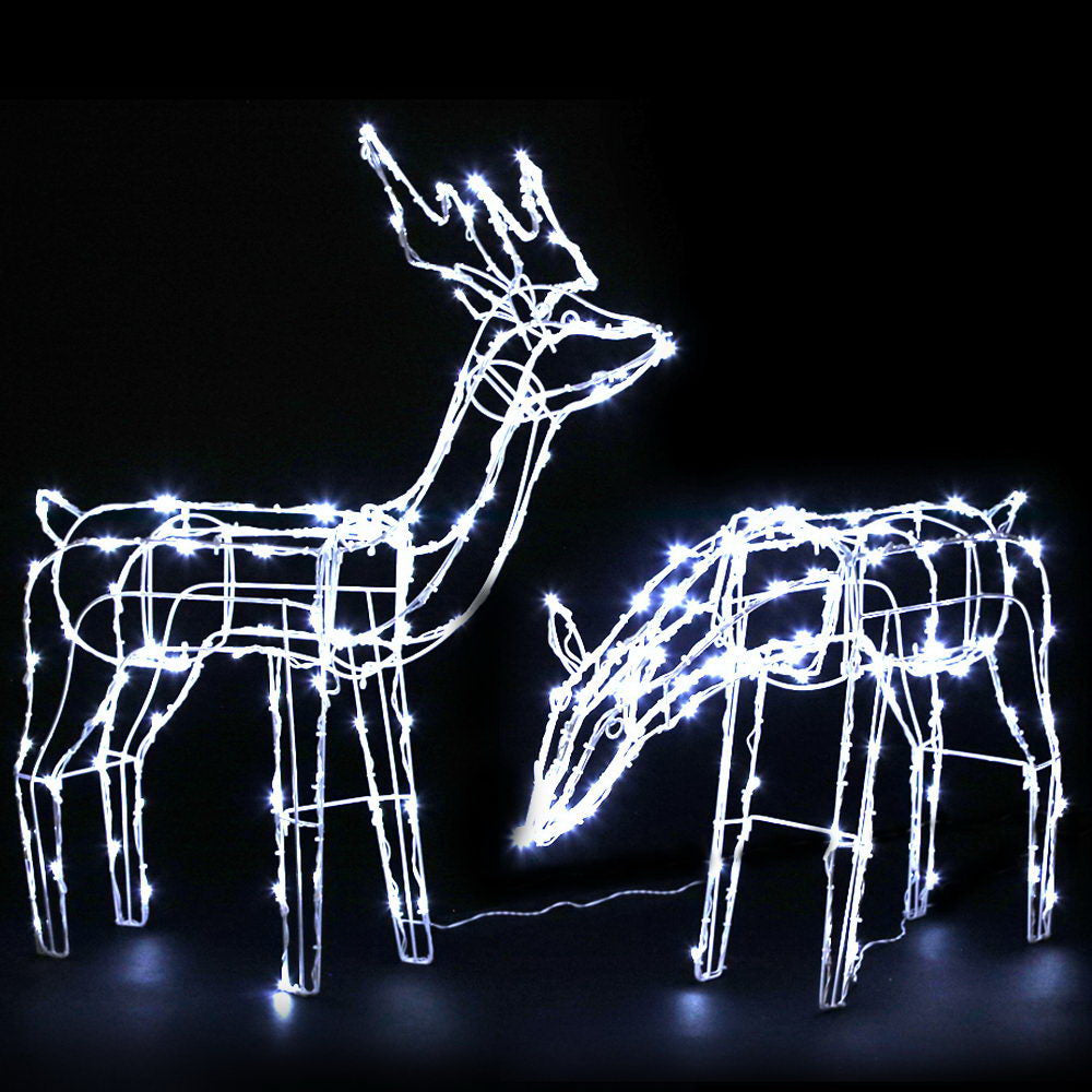 Jingle Jollys Christmas Lights 2 Pcs Reindeers 200 LED Decorations
