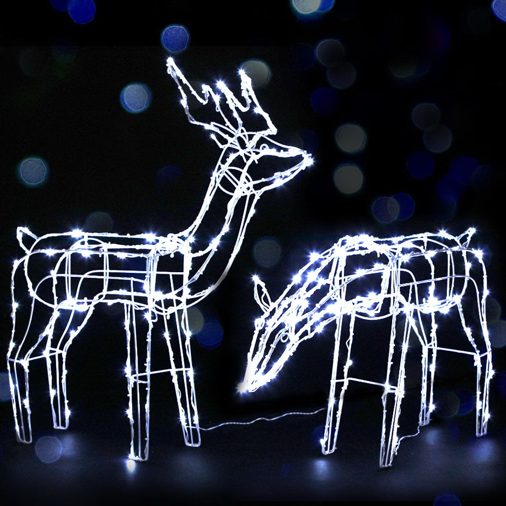 Solar LED Reindeer Lights Set, 200 Cold-white, Jingle Jollys