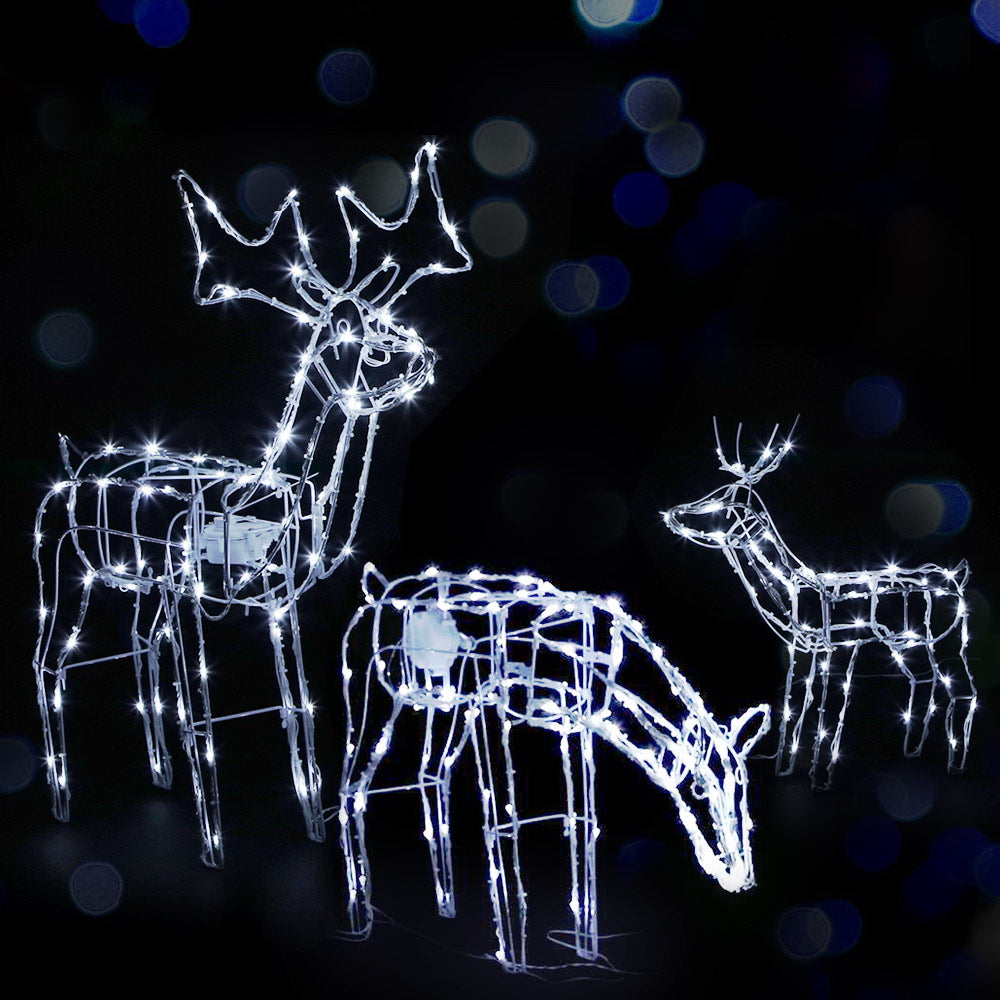 Jingle Jollys Christmas Lights 3 Pcs Reindeers 250 LED Decorations