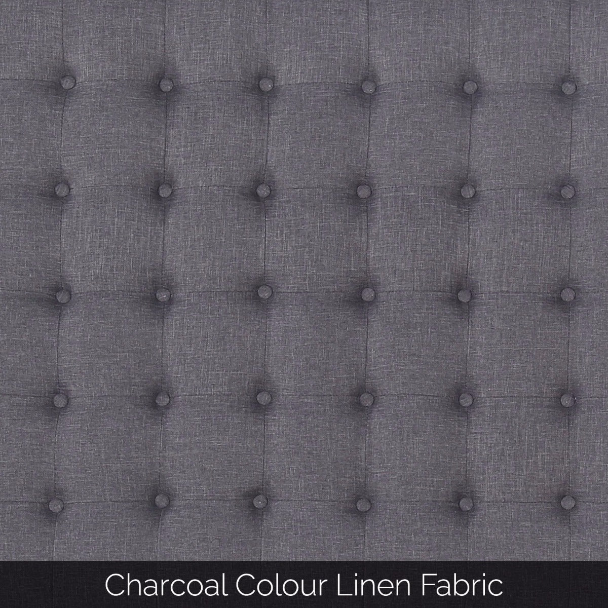 Linen Upholstered Charcoal Double Headboard with Tufted Buttons