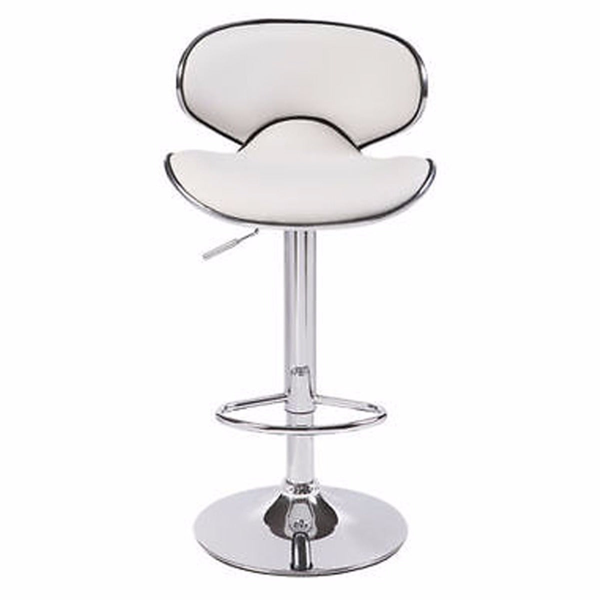 Adjustable Mid High Back WhiteBar Stools Faux Leather Set of 2