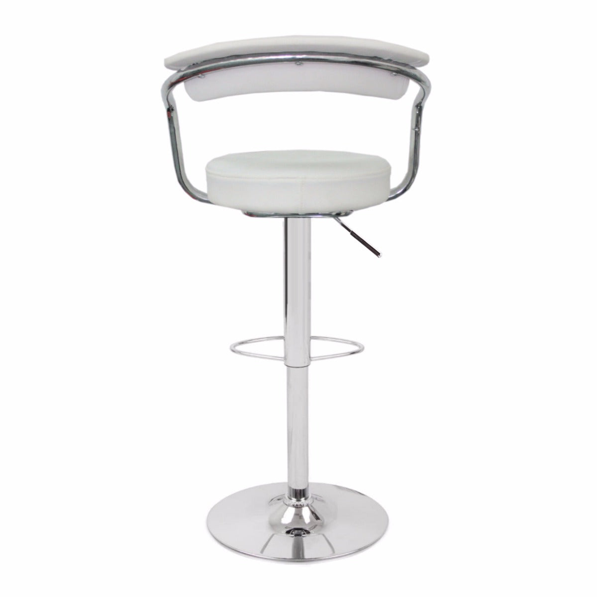 2X Adjustable White Faux Leather Bar Stools Swivel Chrome Base