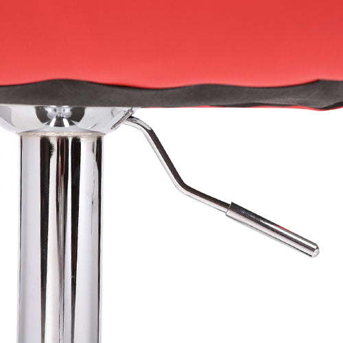 Adjustable Red Faux Leather Bar Stools with Footrest, Swivel, Chrome Base