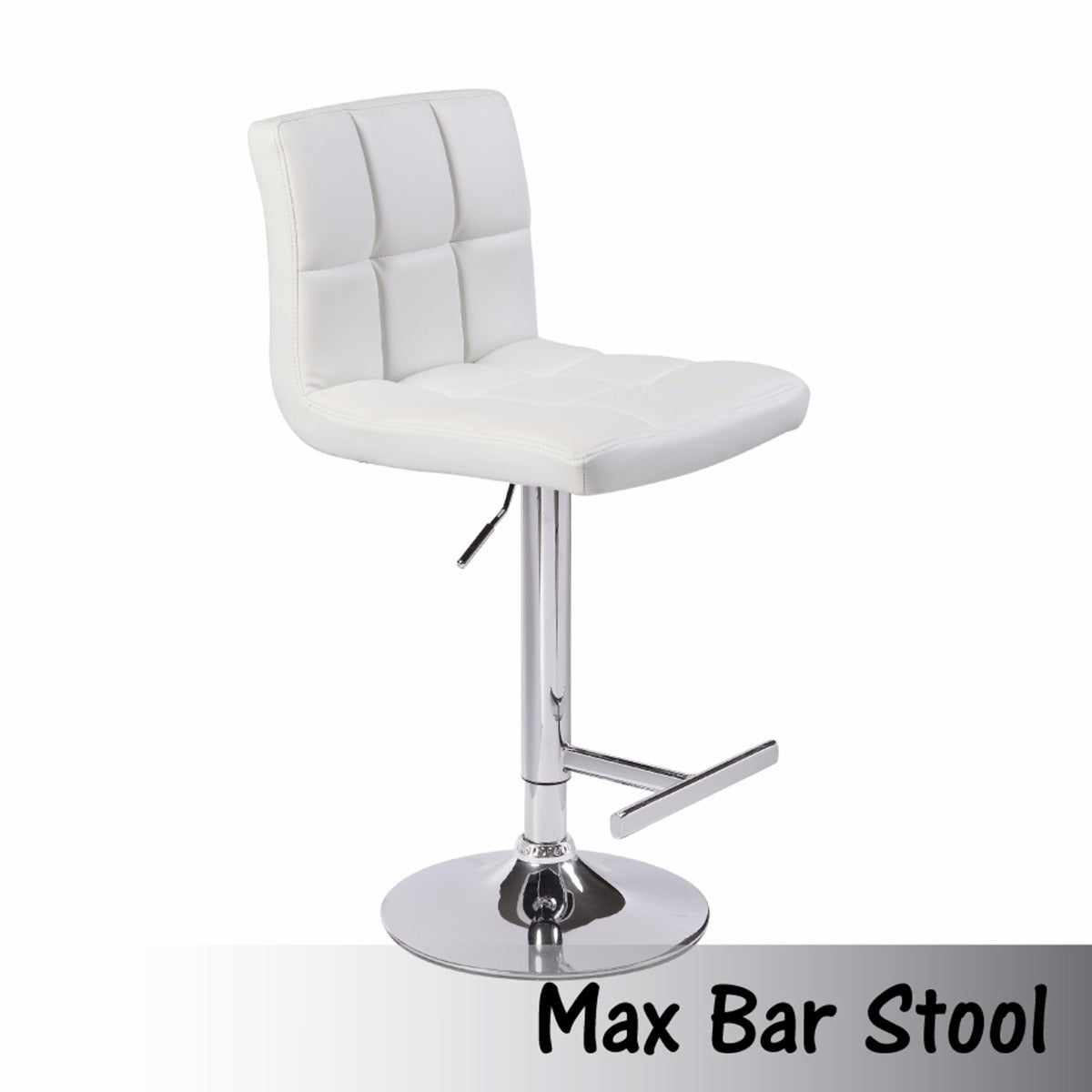 Adjustable PU Leather Bar Stools, Swivel, Footrest - Set of 2