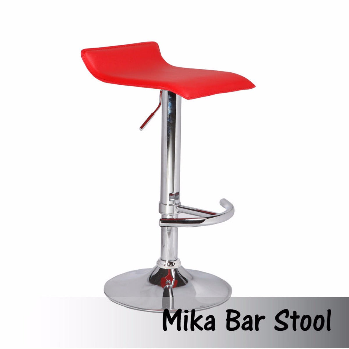 Adjustable Red Faux Leather Bar Stools with Swivel, Set of 2