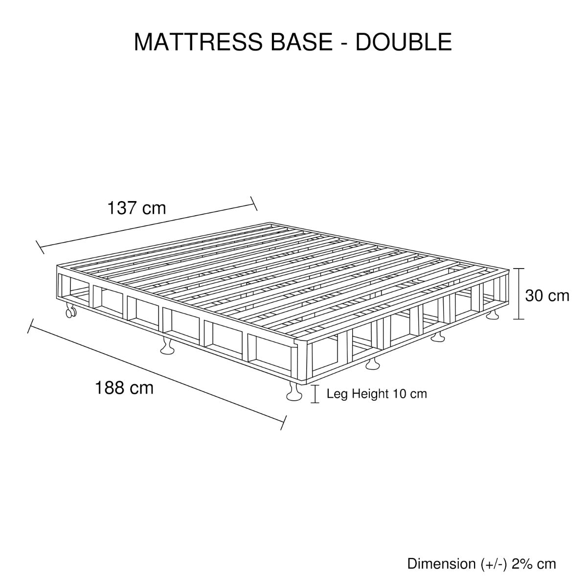 Double Size Mattress Base with Pine Slat, Removable Cover, Black