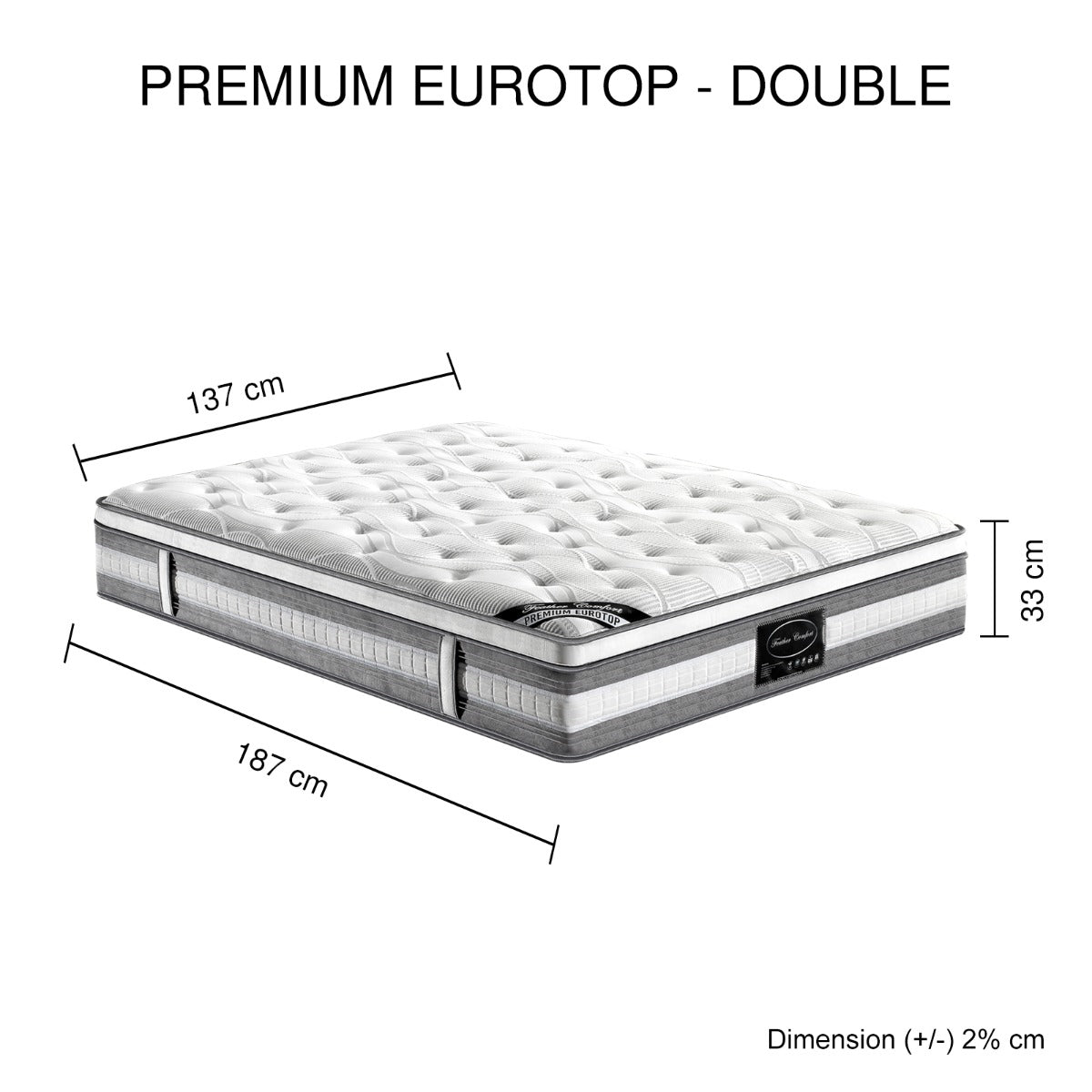 Medium Firm Euro Top Pocket Spring Double Mattress, Knitted Fabric