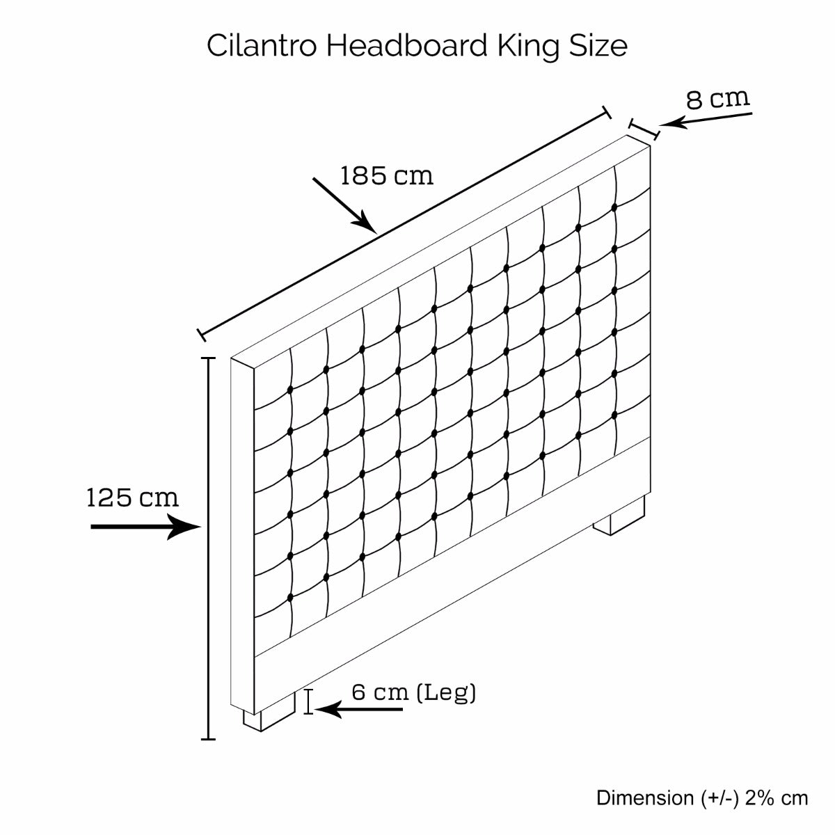 Bed Head King Charcoal Headboard Upholstery Fabric Tufted Buttons