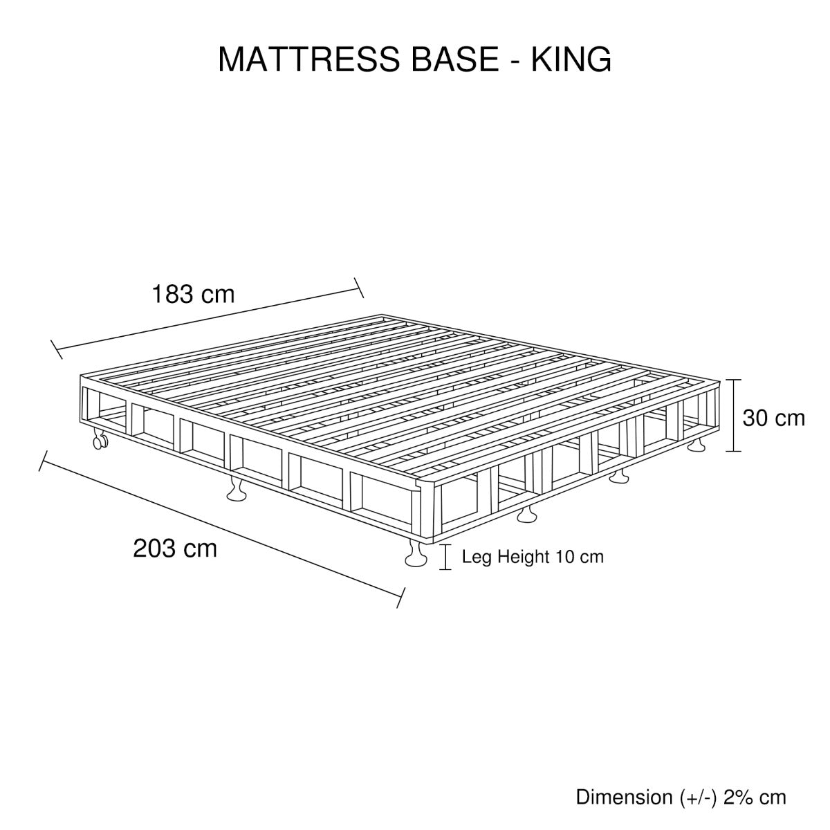 Solid Pine Wood Mattress Base King Size with Washable Cover