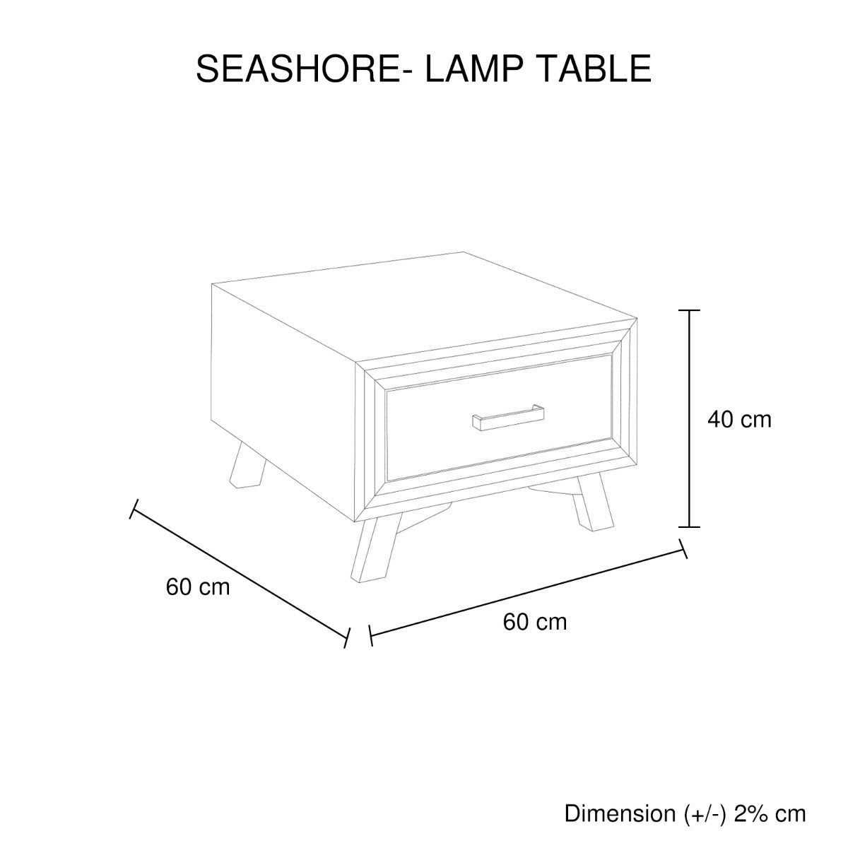 Acacia Wood Lamp Table with 1 Drawer, Sturdy Legs