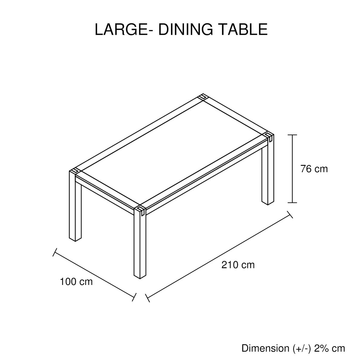 Solid Acacia Timber Dining Table 210cm, Oak Colour Finish