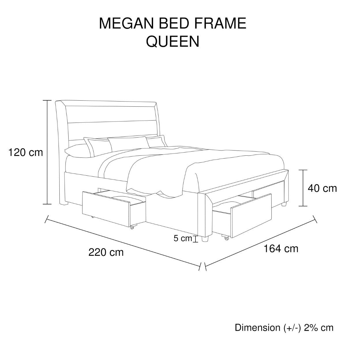 Stylish Light Grey Upholstered Queen Bed Frame with Storage