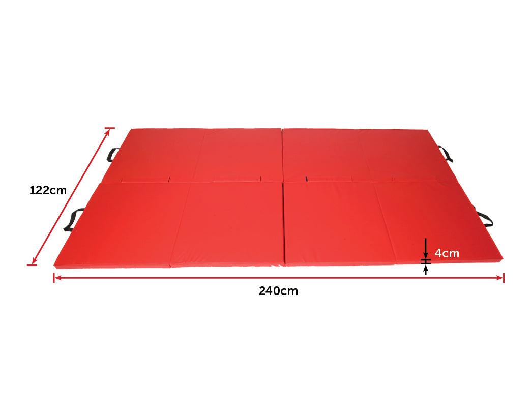 Foldable Red Gymnastics Yoga Martial Arts Mat - 240x122x4 cm